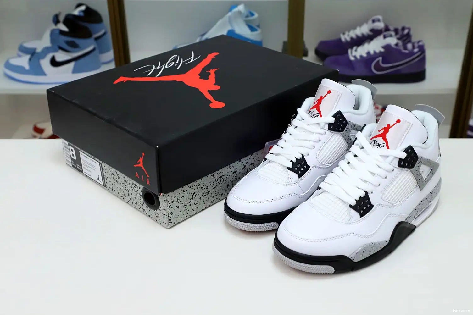 White Jordan Retro Air Kimikick 4 Cement 0706